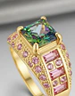 Anillo Negro Moderno Para Mujeres Con Piedras Lujo Elegante - Miniatura 29