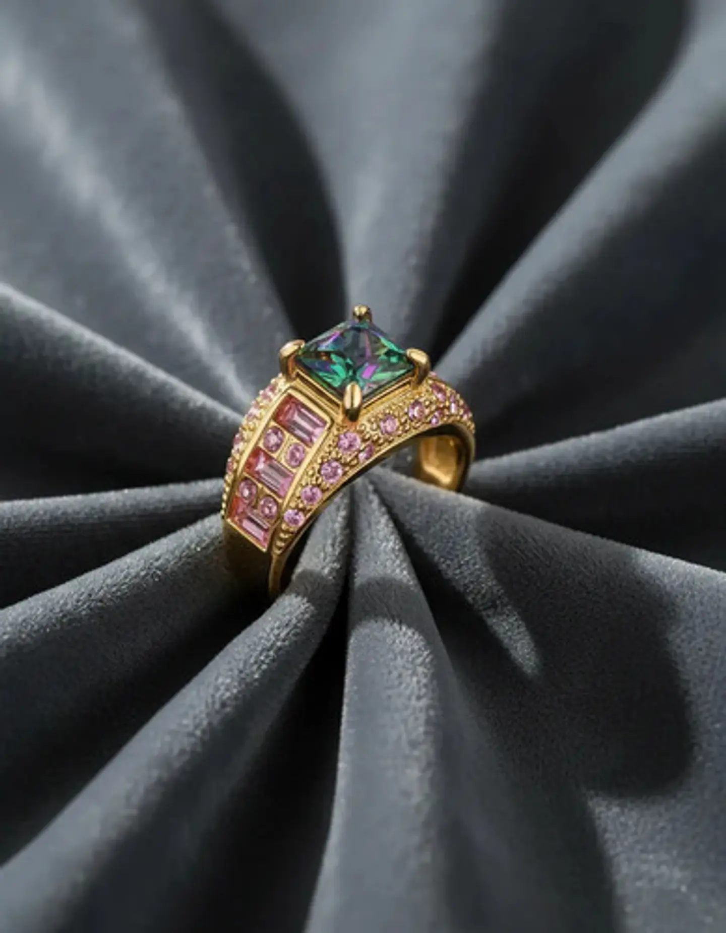 Anillo Negro Moderno Para Mujeres Con Piedras Lujo Elegante 30