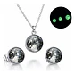 Set Joyería Mujer Collar Y Aretes Dije Luna Brilla Luminoso - Miniatura 1