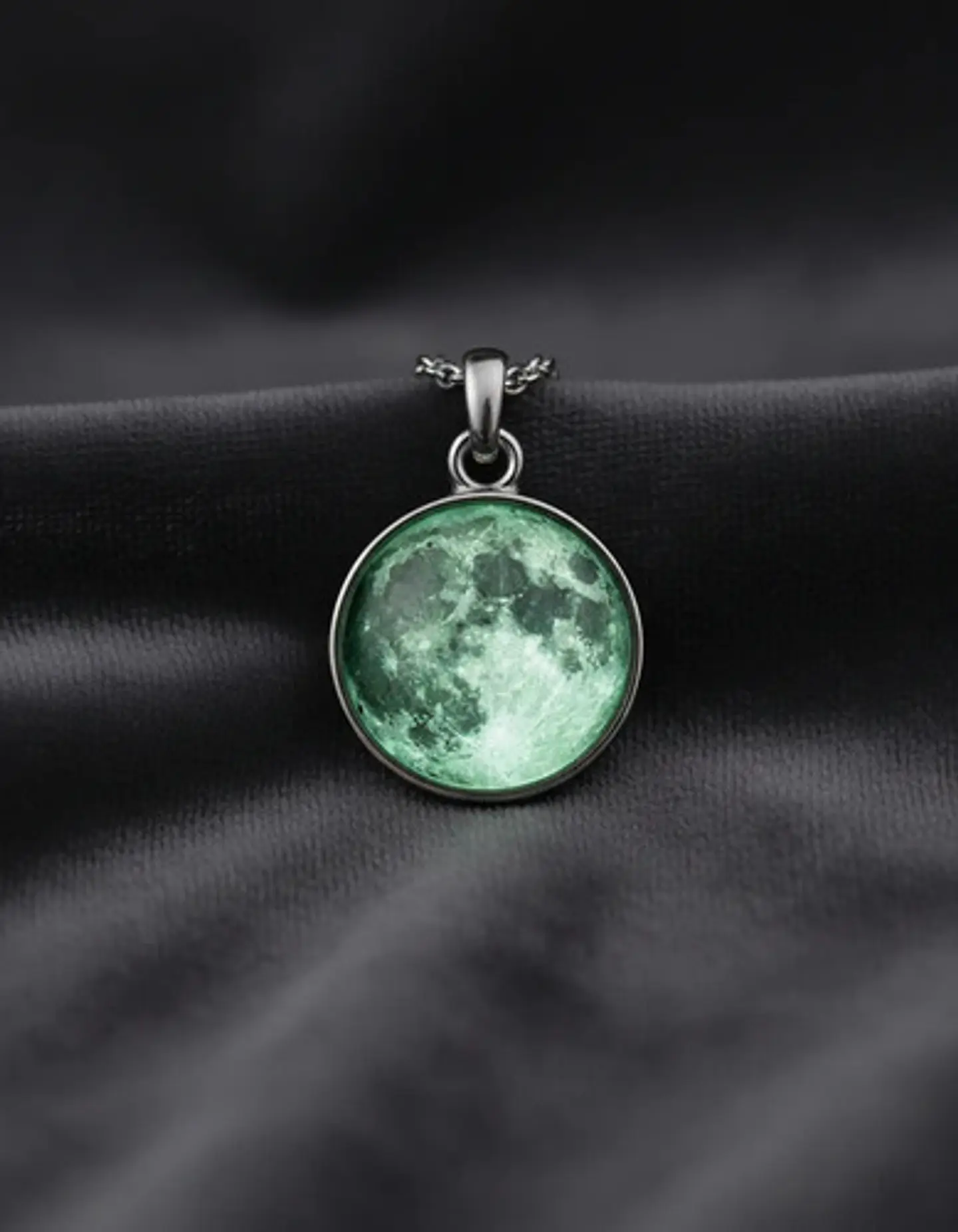 Set Joyería Mujer Collar Y Aretes Dije Luna Brilla Luminoso 6