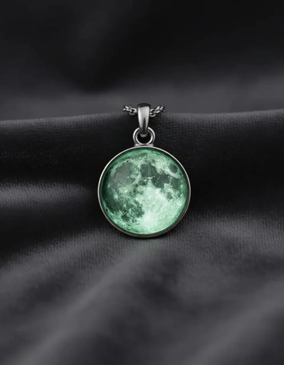 Set Joyería Mujer Collar Y Aretes Dije Luna Brilla Luminoso 6