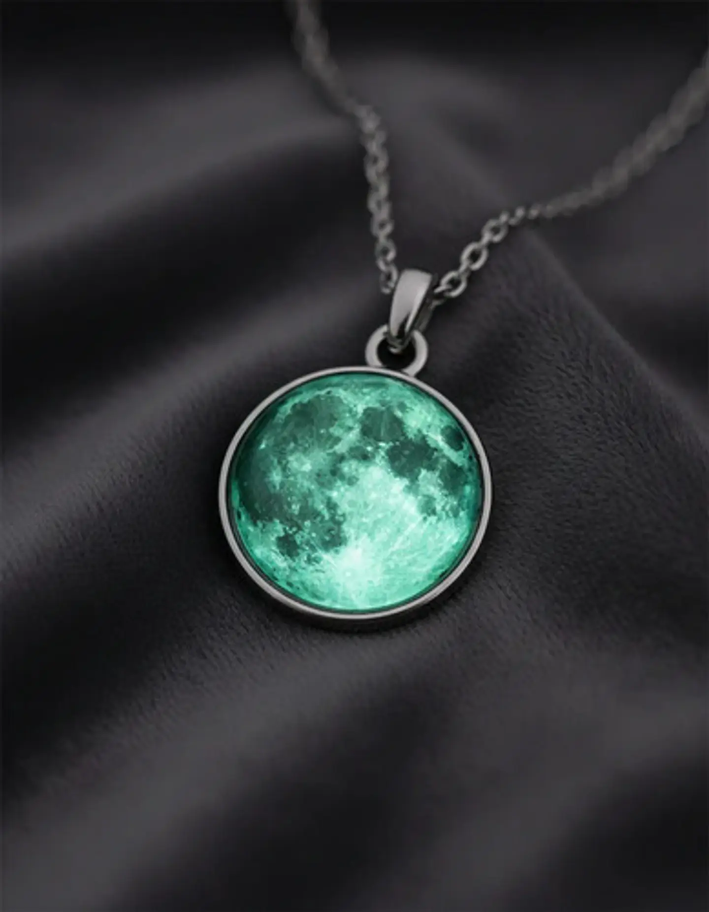 Set Joyería Mujer Collar Y Aretes Dije Luna Brilla Luminoso 7