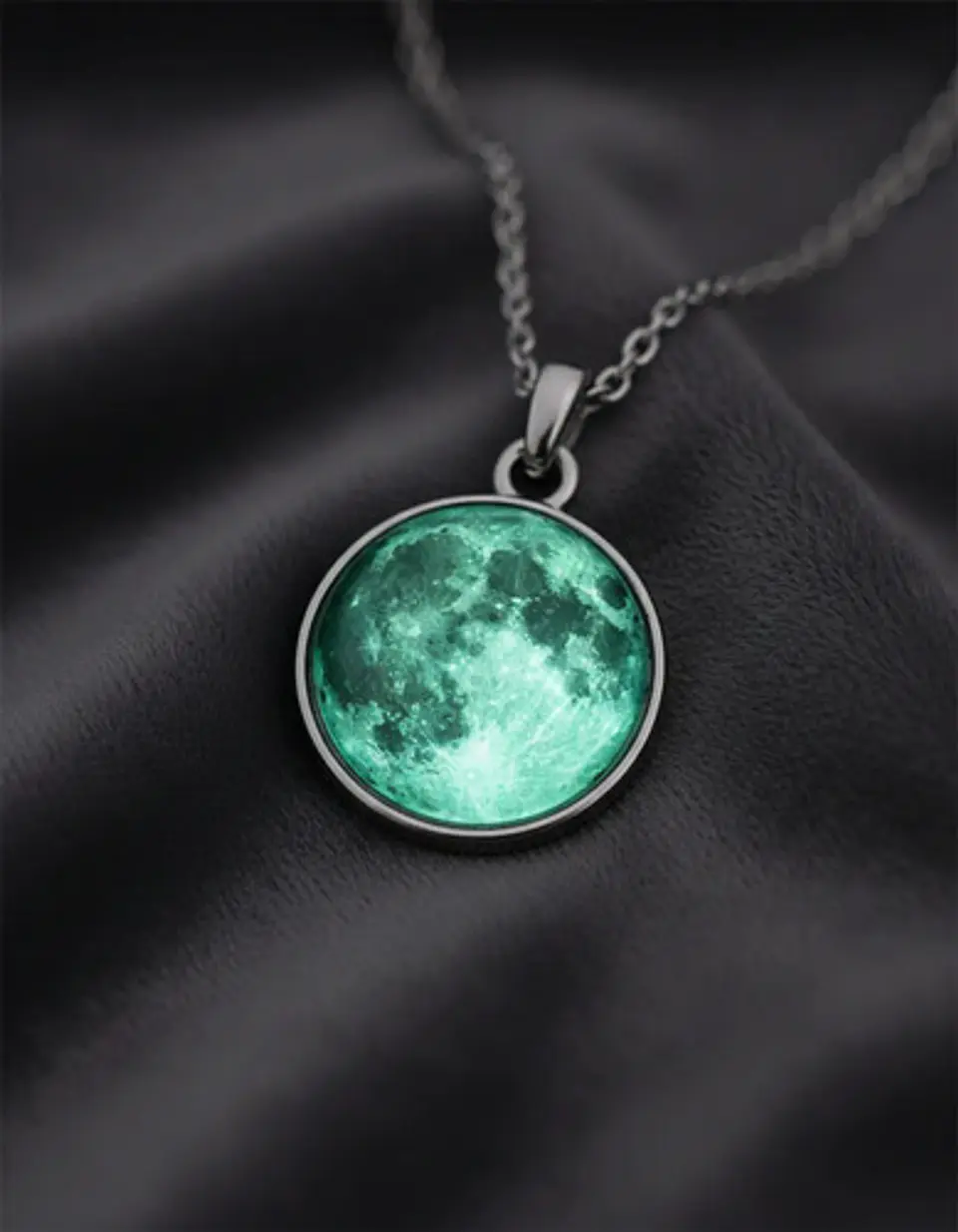 Set Joyería Mujer Collar Y Aretes Dije Luna Brilla Luminoso 7