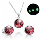 Set Joyería Mujer Collar Y Aretes Dije Luna Brilla Luminoso - Miniatura 9