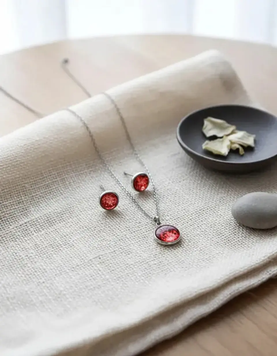 Set Joyería Mujer Collar Y Aretes Dije Luna Brilla Luminoso 10