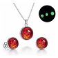 Set Joyería Mujer Collar Y Aretes Dije Luna Brilla Luminoso - Miniatura 19