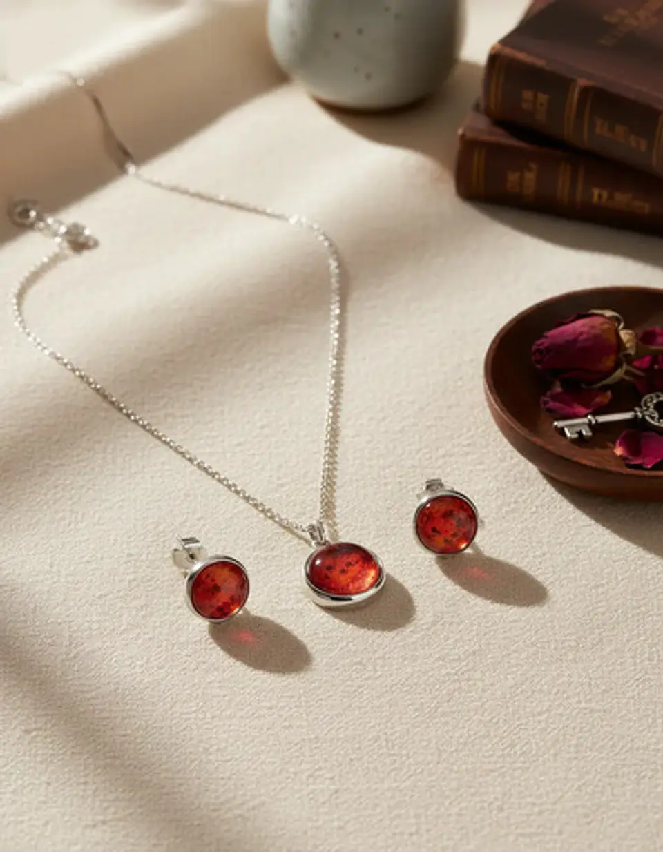 Set Joyería Mujer Collar Y Aretes Dije Luna Brilla Luminoso 23