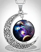 Collar Para Mujer Dije Cabujón Cristal Luna Galaxia Planetas - Miniatura 2