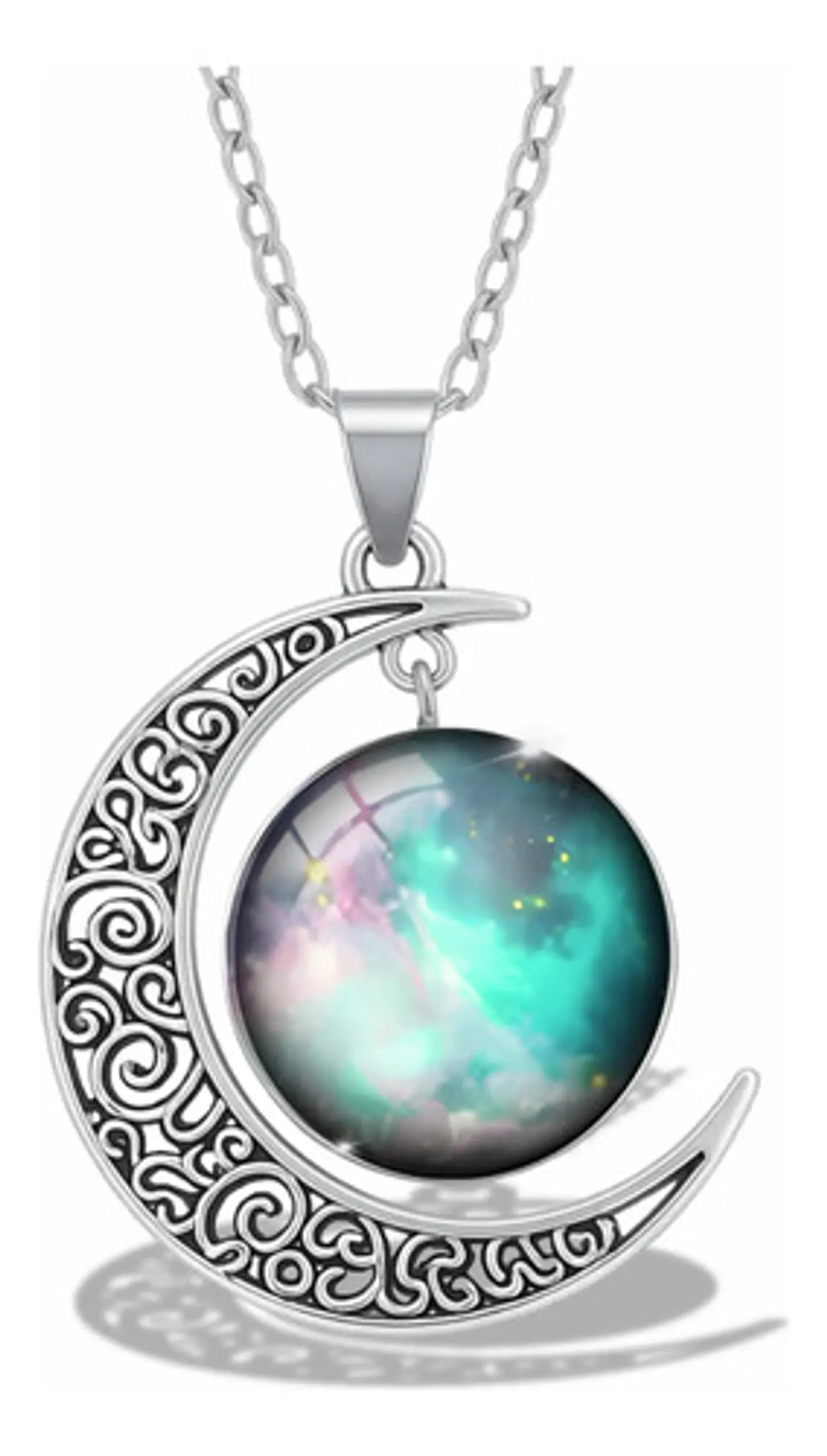 Collar Para Mujer Dije Cabujón Cristal Luna Galaxia Planetas 8
