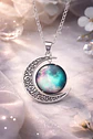 Collar Para Mujer Dije Cabujón Cristal Luna Galaxia Planetas - Miniatura 9