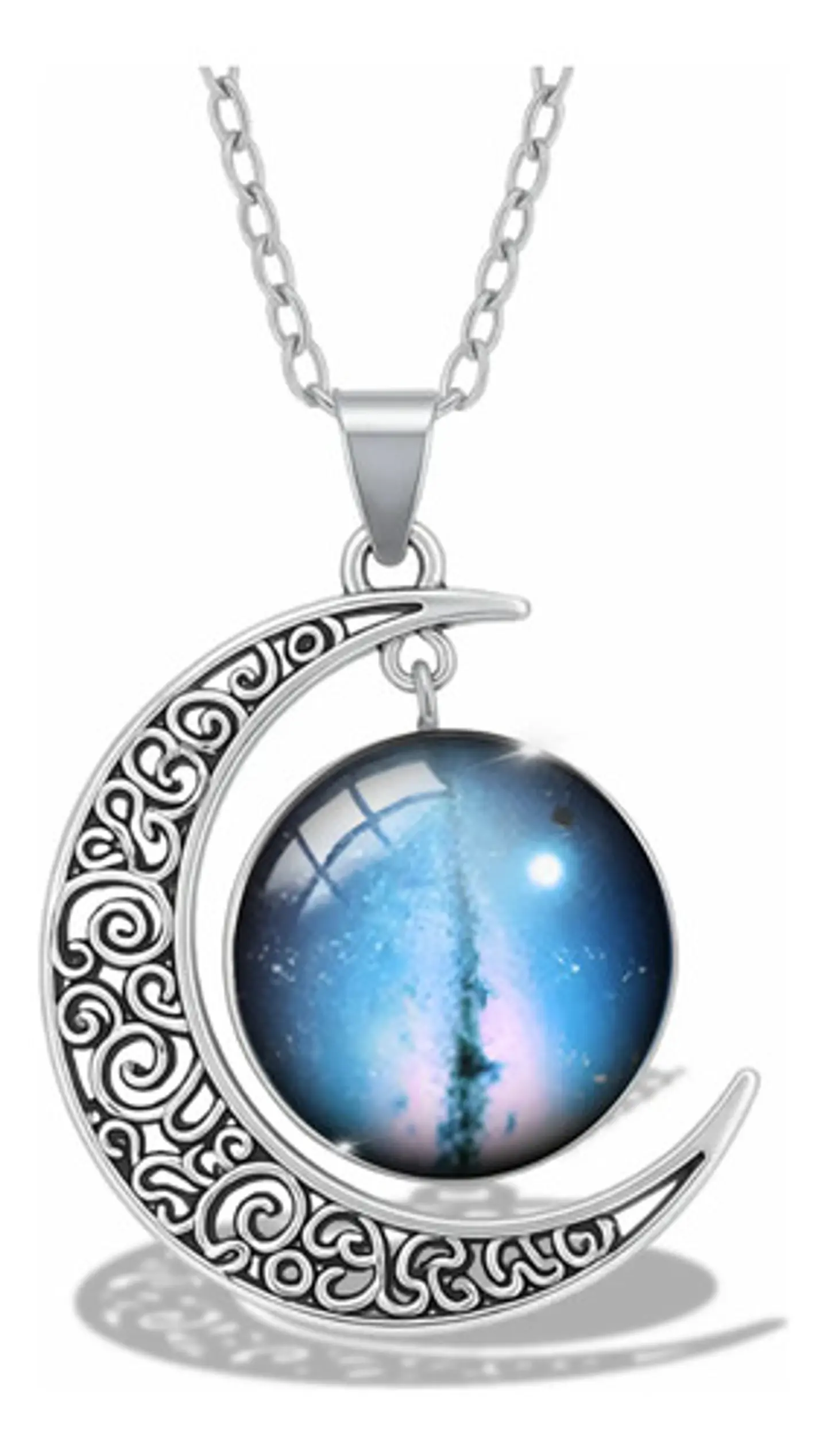 Collar Para Mujer Dije Cabujón Cristal Luna Galaxia Planetas 15