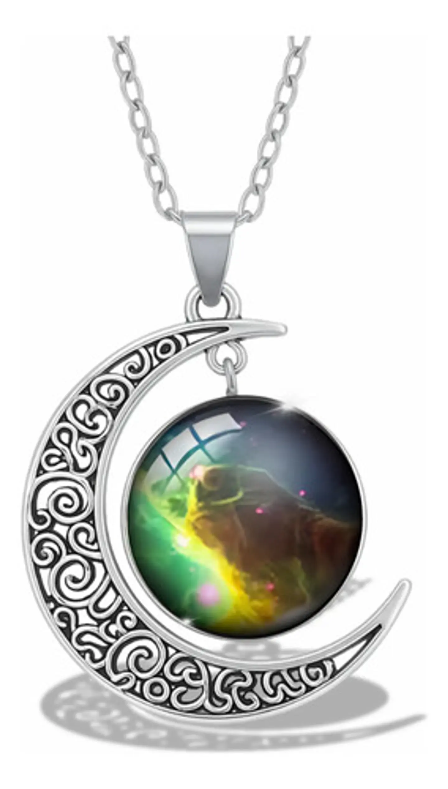 Collar Para Mujer Dije Cabujón Cristal Luna Galaxia Planetas 20