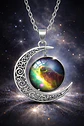 Collar Para Mujer Dije Cabujón Cristal Luna Galaxia Planetas - Miniatura 21