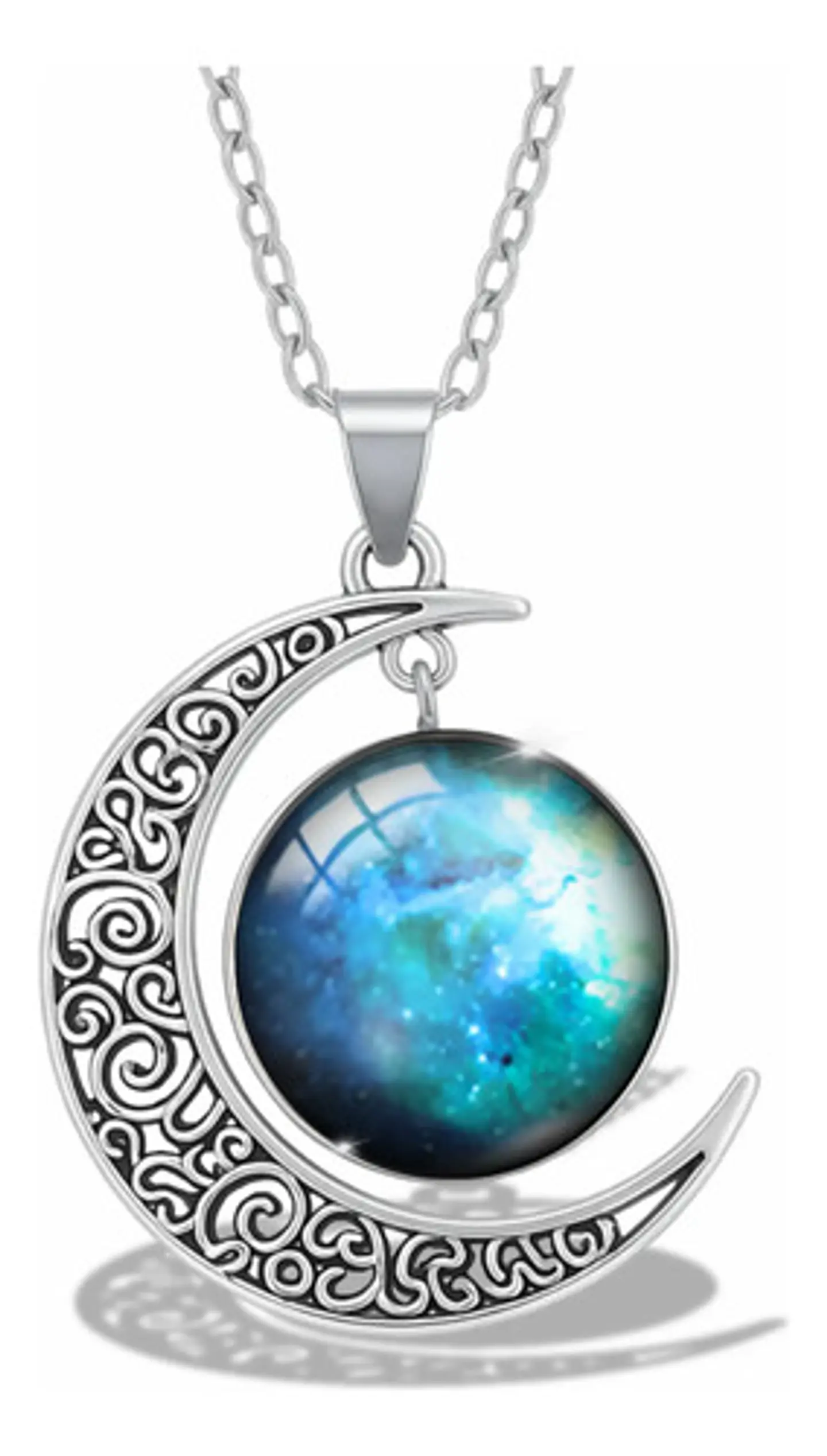 Collar Para Mujer Dije Cabujón Cristal Luna Galaxia Planetas 25