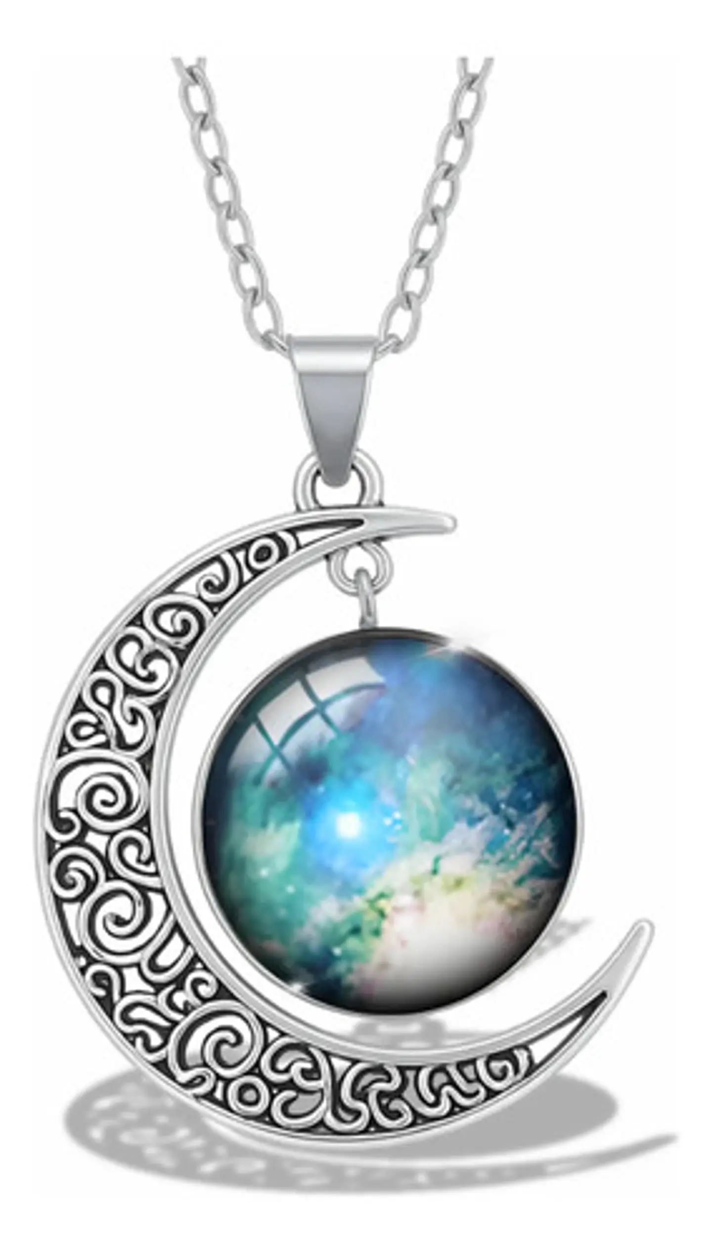 Collar Para Mujer Dije Cabujón Cristal Luna Galaxia Planetas 30