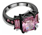 Anillo Para Mujeres Piedra Cz Rosa Corte Princesa Baguette - Miniatura 2