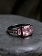 Anillo Para Mujeres Piedra Cz Rosa Corte Princesa Baguette - Miniatura 5