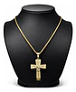 Collar De Acero Para Hombre Y Mujer Dije Cruz Cristo Grabado - Miniatura 2