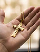 Collar De Acero Para Hombre Y Mujer Dije Cruz Cristo Grabado - Miniatura 4