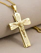Collar De Acero Para Hombre Y Mujer Dije Cruz Cristo Grabado - Miniatura 5