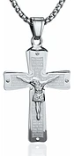 Collar De Acero Para Hombre Y Mujer Dije Cruz Cristo Grabado - Miniatura 10