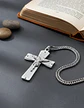 Collar De Acero Para Hombre Y Mujer Dije Cruz Cristo Grabado - Miniatura 13
