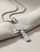 Collar De Acero Para Hombre Y Mujer Dije Cruz Cristo Grabado - Miniatura 14