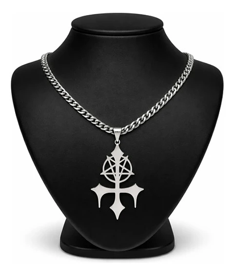 Collar De Acero Para Hombre Y Mujer Dije Pentagrama Sigil