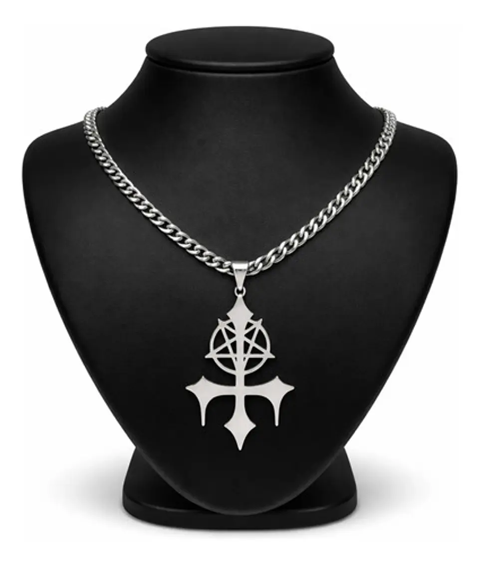 Collar De Acero Para Hombre Y Mujer Dije Pentagrama Sigil 2