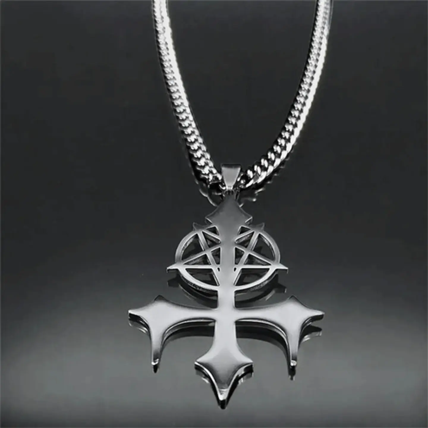 Collar De Acero Para Hombre Y Mujer Dije Pentagrama Sigil 6