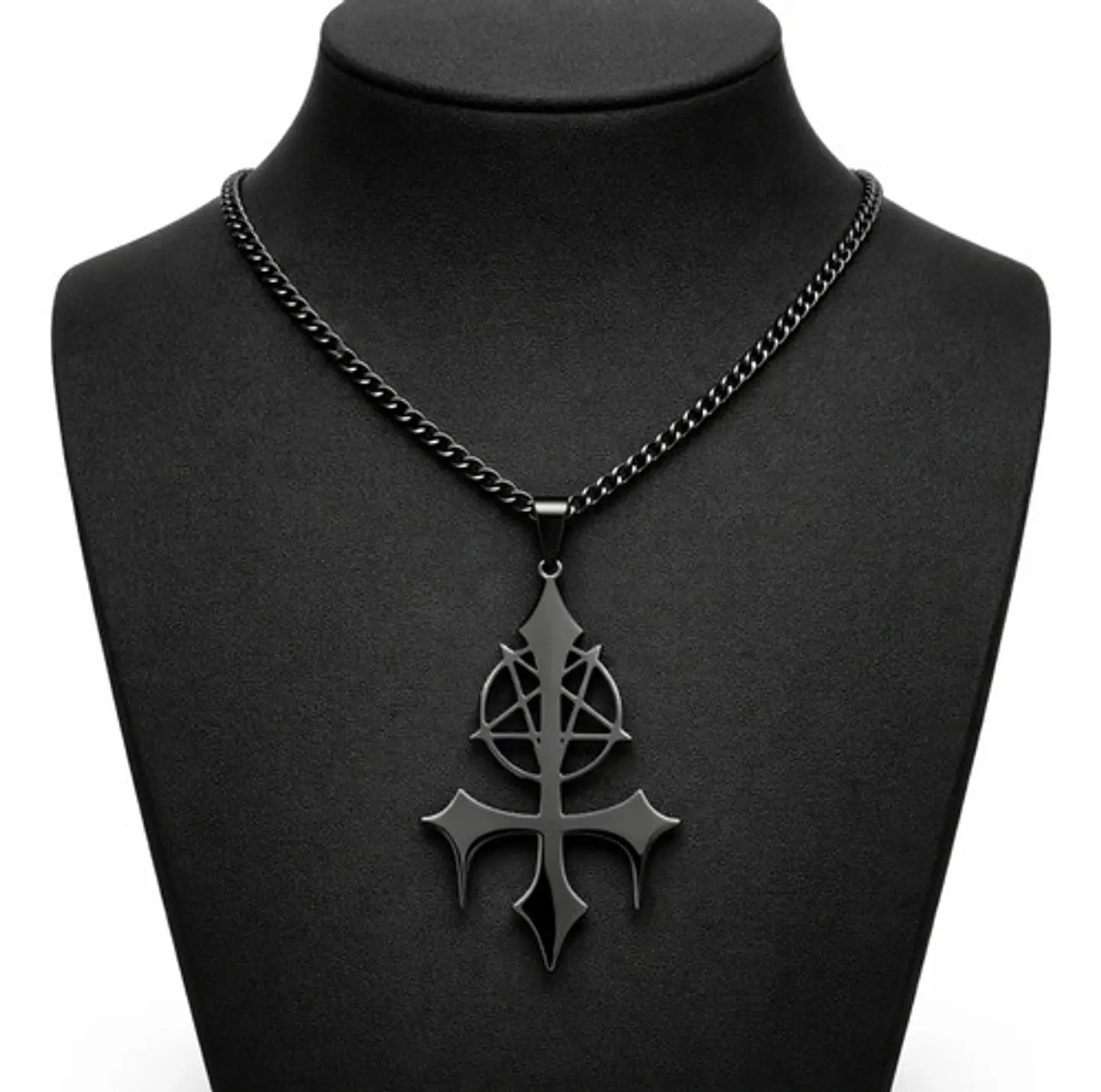 Collar De Acero Para Hombre Y Mujer Dije Pentagrama Sigil 10