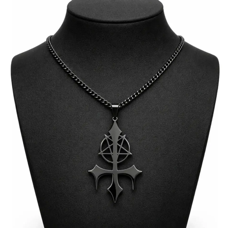 Collar De Acero Para Hombre Y Mujer Dije Pentagrama Sigil 10