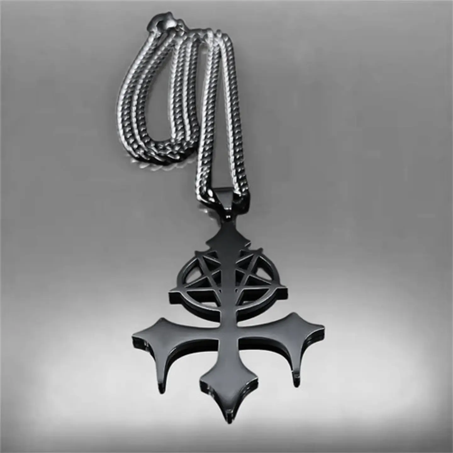 Collar De Acero Para Hombre Y Mujer Dije Pentagrama Sigil 12