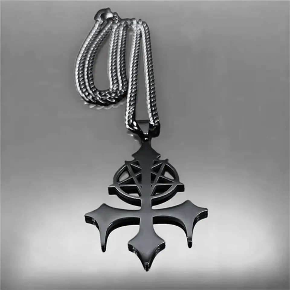 Collar De Acero Para Hombre Y Mujer Dije Pentagrama Sigil 12