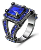 Anillo Moderno Negro Para Mujeres Geométrico Con Piedra Cz - Miniatura 1