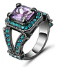 Anillo Moderno Negro Para Mujeres Geométrico Con Piedra Cz - Miniatura 8