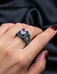 Anillo Moderno Negro Para Mujeres Geométrico Con Piedra Cz - Miniatura 12