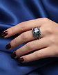 Anillo Moderno Negro Para Mujeres Geométrico Con Piedra Cz - Miniatura 13