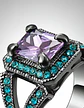 Anillo Moderno Negro Para Mujeres Geométrico Con Piedra Cz - Miniatura 14