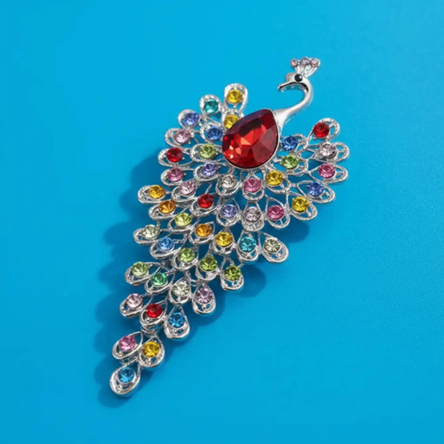 Broche De Lujo Alfiler Para Mujeres Pavo Real Piedras Cz 9