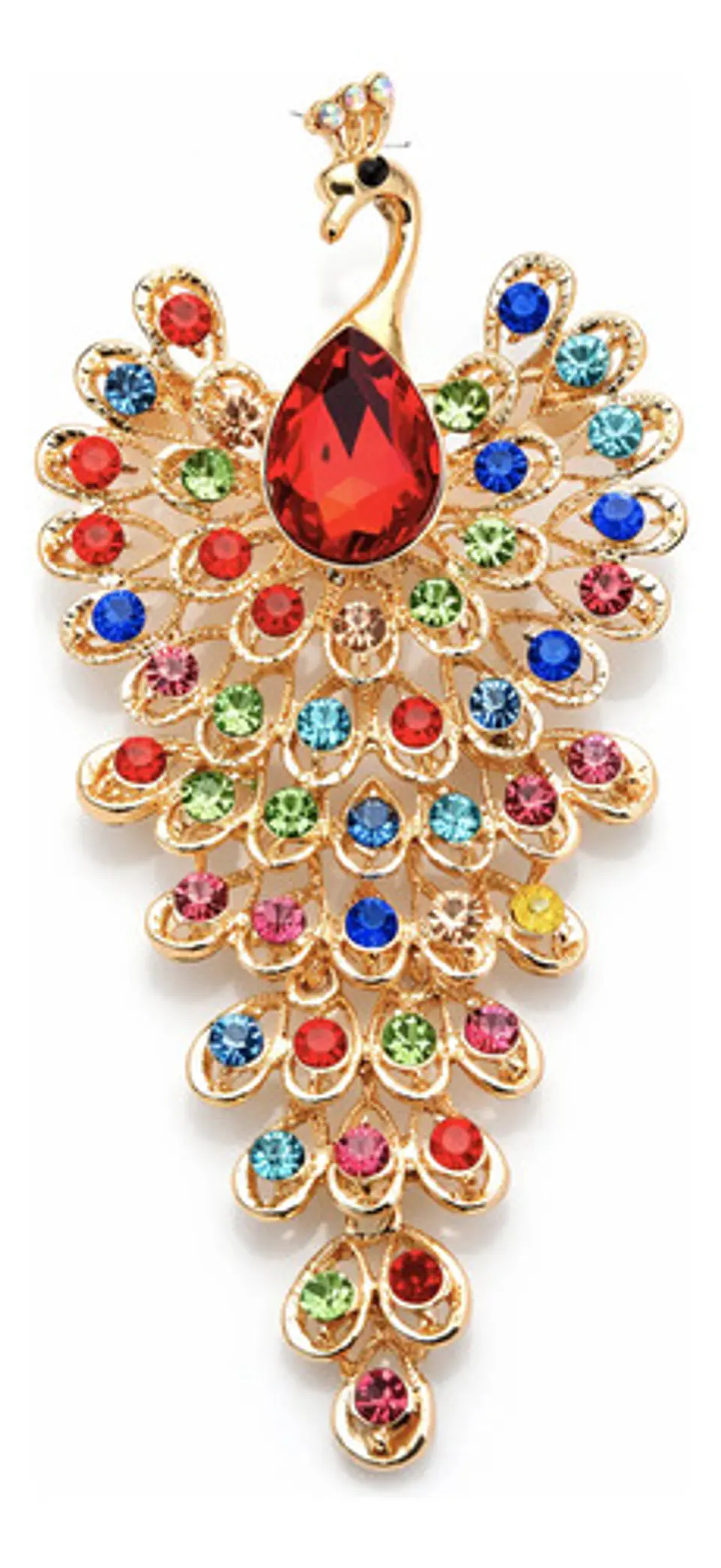 Broche De Lujo Alfiler Para Mujeres Pavo Real Piedras Cz 10