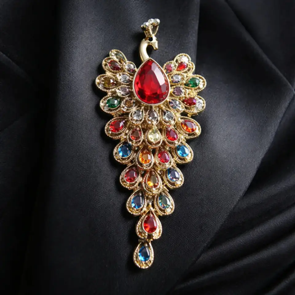 Broche De Lujo Alfiler Para Mujeres Pavo Real Piedras Cz 17