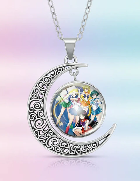 Collar Para Mujer Y Niña Dije Luna Cabujón Anime Sailor Moon