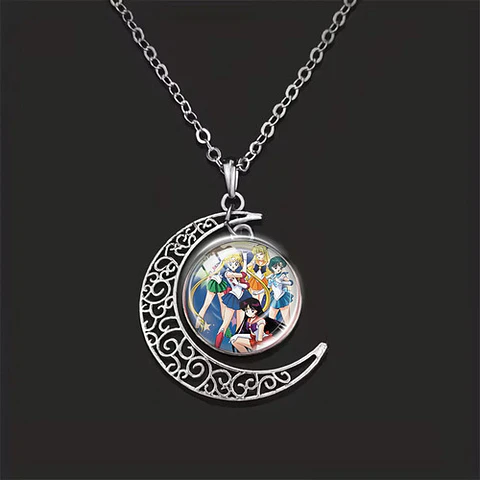Collar Para Mujer Y Niña Dije Luna Cabujón Anime Sailor Moon