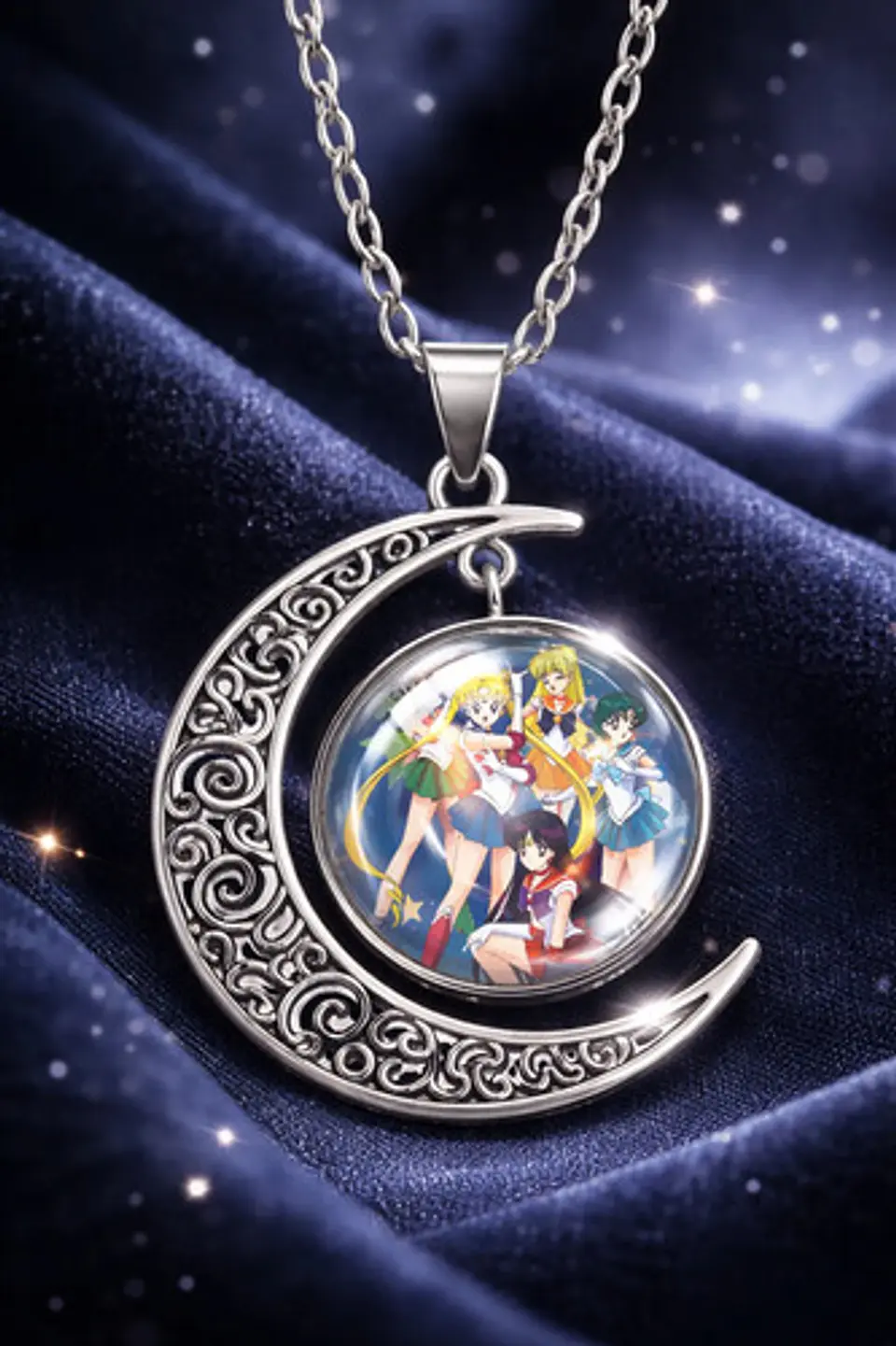 Collar Para Mujer Y Niña Dije Luna Cabujón Anime Sailor Moon 5