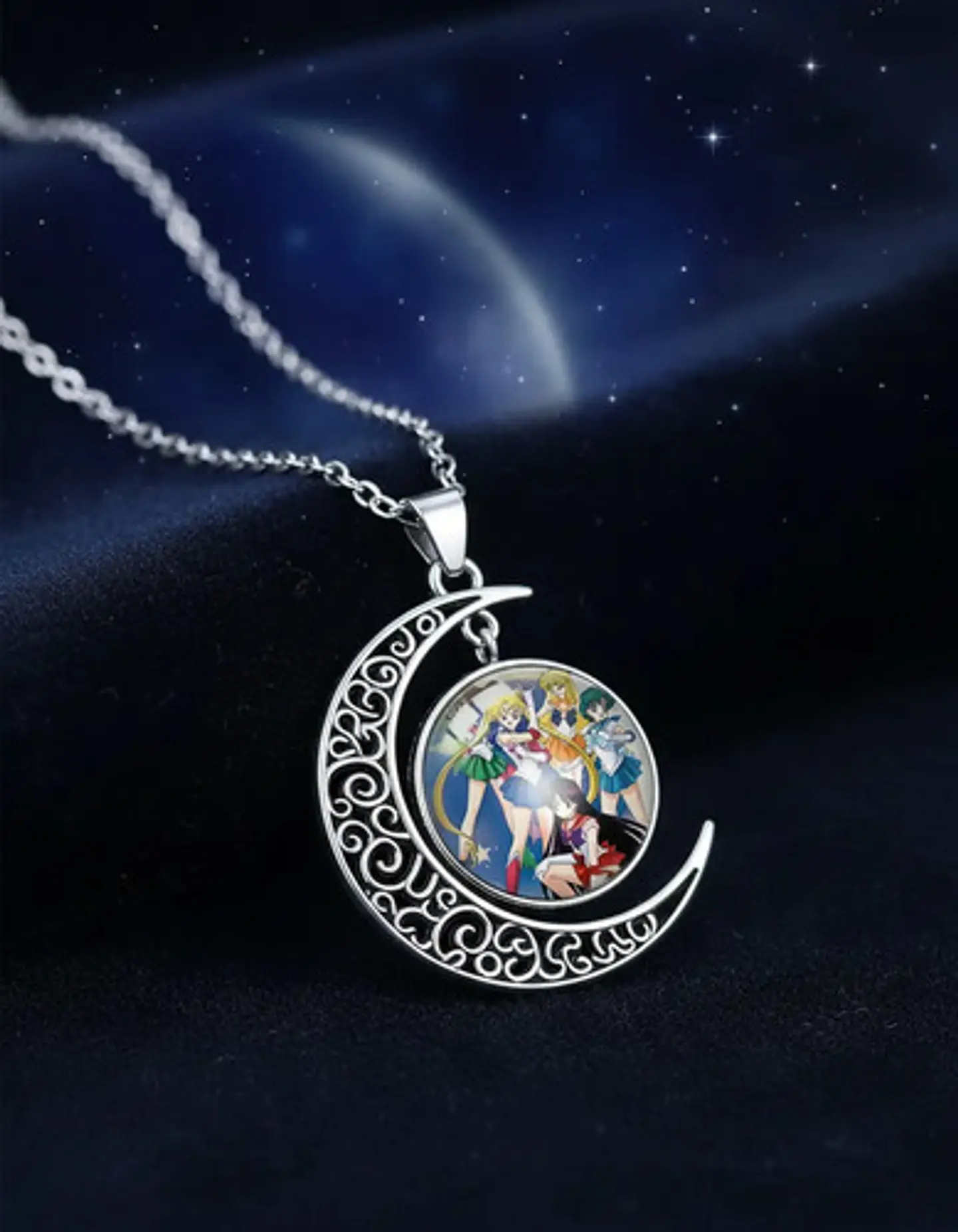 Collar Para Mujer Y Niña Dije Luna Cabujón Anime Sailor Moon 6