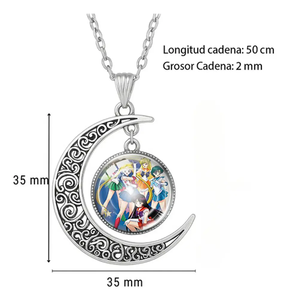 Collar Para Mujer Y Niña Dije Luna Cabujón Anime Sailor Moon 7