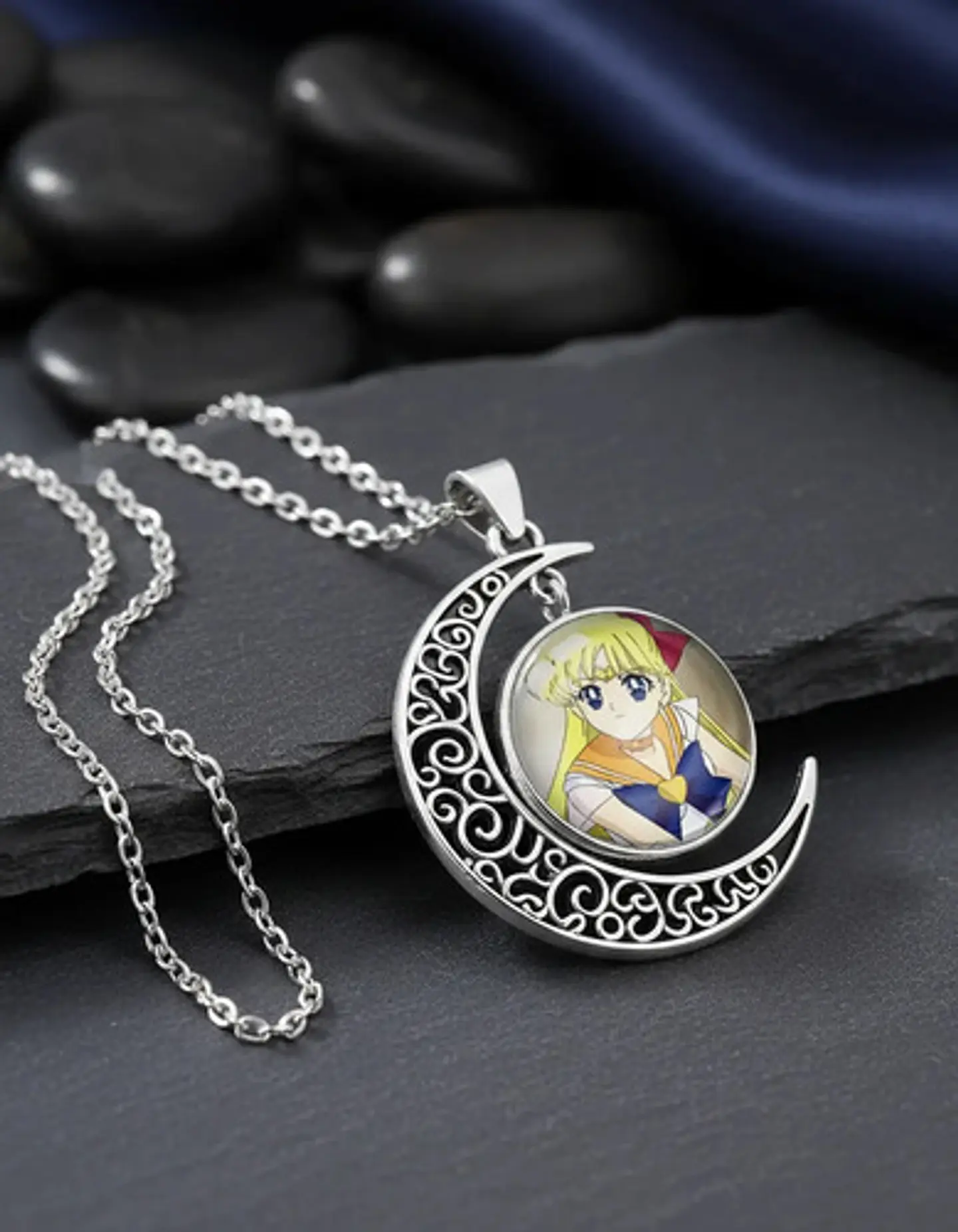 Collar Para Mujer Y Niña Dije Luna Cabujón Anime Sailor Moon 12