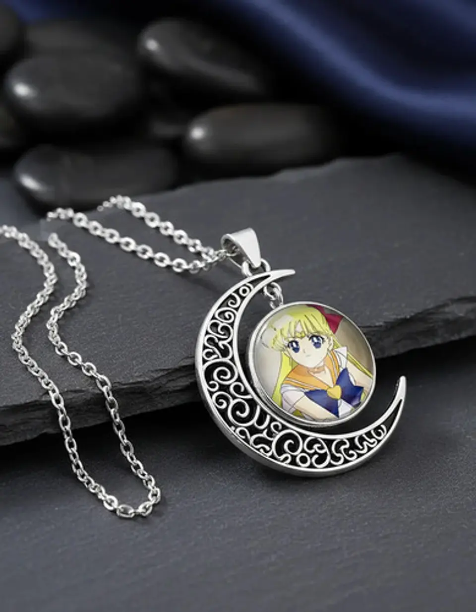 Collar Para Mujer Y Niña Dije Luna Cabujón Anime Sailor Moon 12