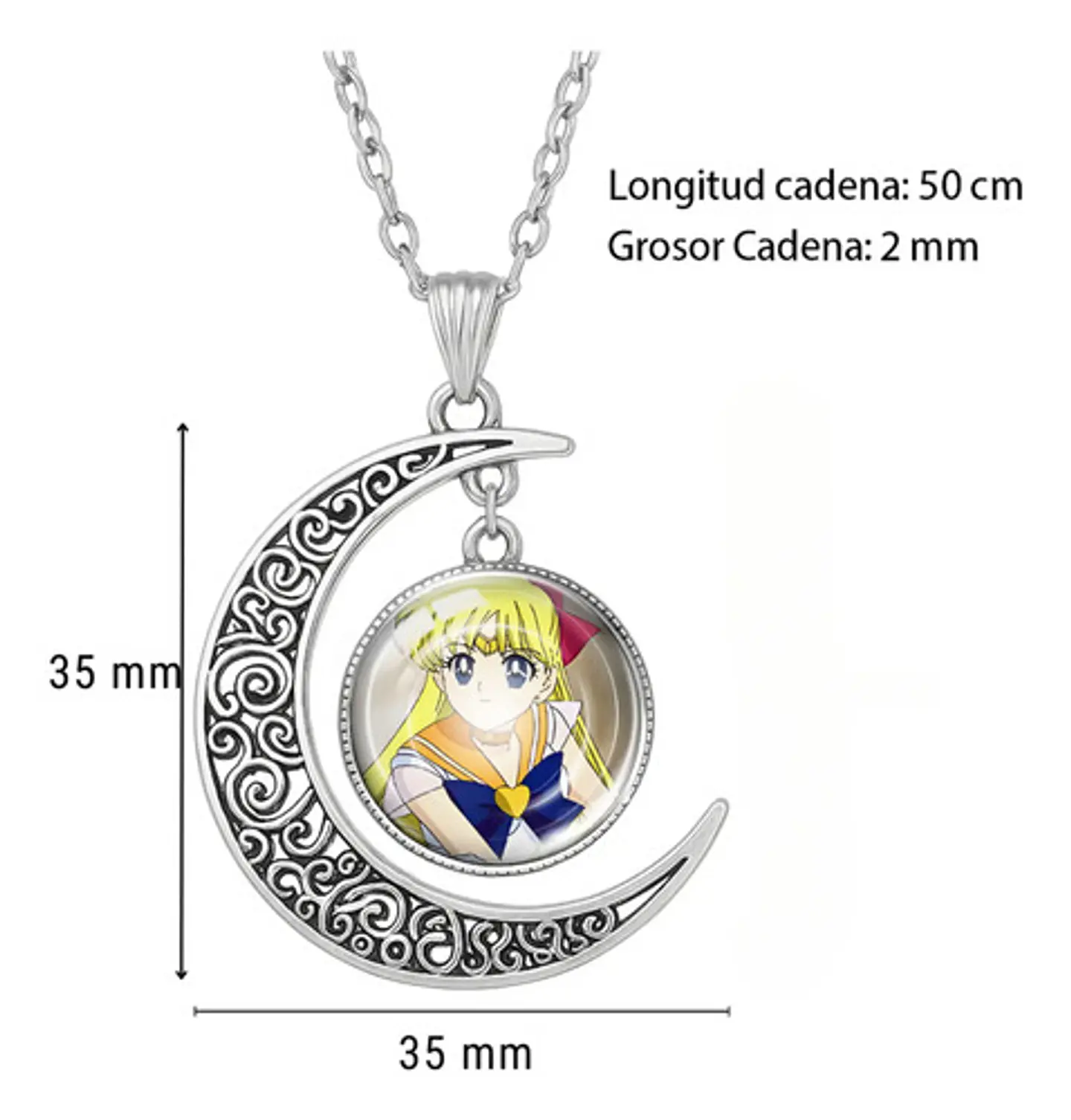 Collar Para Mujer Y Niña Dije Luna Cabujón Anime Sailor Moon 16